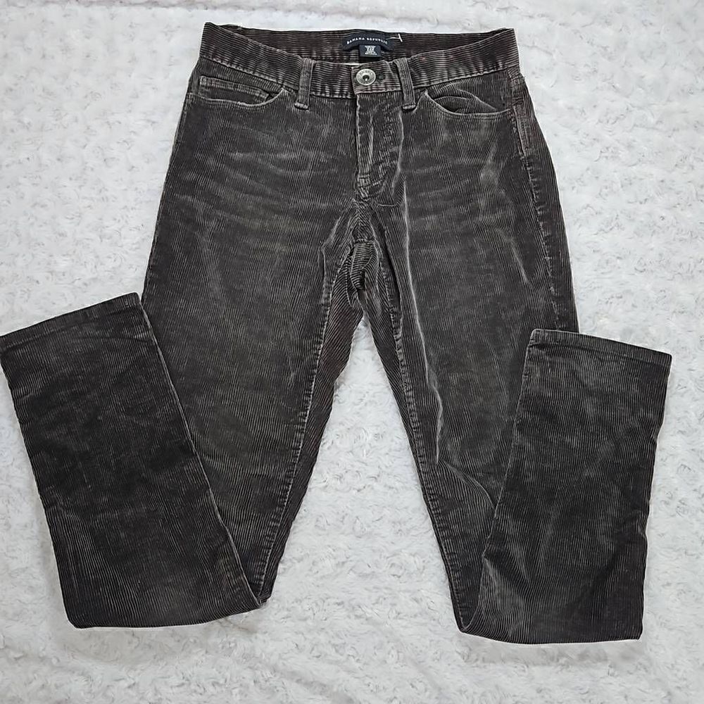 Banana Republic Womens Corduroy Pants Stretch Slim Charcoal Brown Petite 24